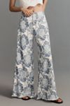 The Adi Mid-Rise Frayed Relaxed Flare Pants by Pilcro: Printed Linen Edition