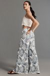 The Adi Mid-Rise Frayed Relaxed Flare Pants by Pilcro: Printed Linen Edition