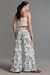 The Adi Mid-Rise Frayed Relaxed Flare Pants by Pilcro: Printed Linen Edition