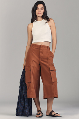 Shop Maeve Cargo Long Bermuda Shorts In Brown
