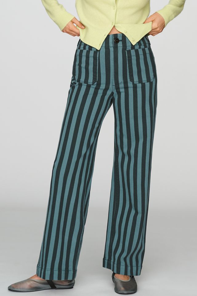 Die Colette Gestreifte Hose mit Weitem Bein in Voller Länge von Maeve #1