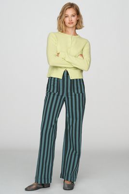 The Colette Striped Full-Length Wide-Leg Trousers by Maeve