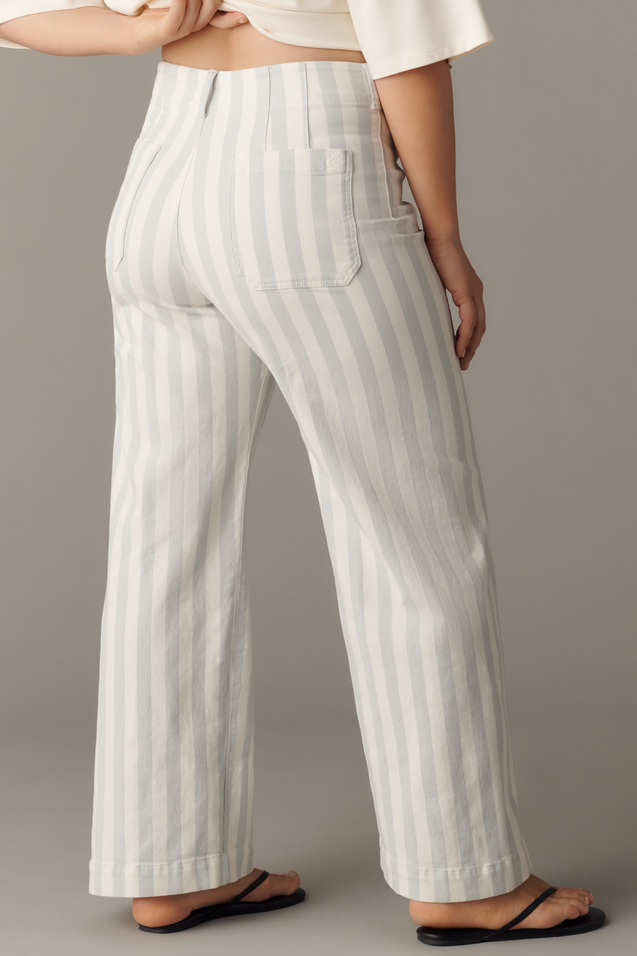 The Colette Striped Full-Length Wide-Leg Pants by Maeve
