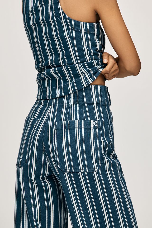 Los Pantalones Colette de Rayas de Pierna Ancha de Largo Completo de Maeve #5