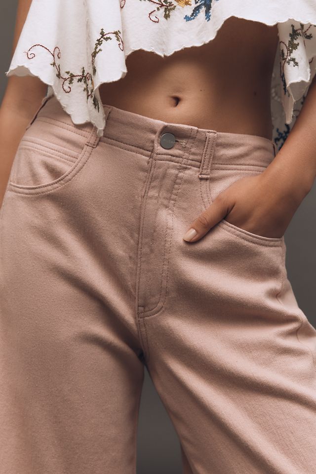 The Adi Linen Blend Crop Mid-Rise Flare Pants by Pilcro #3