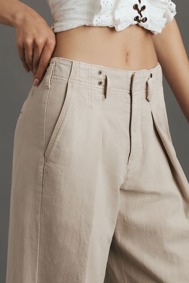 Pilcro Linen-Blend Crop Wide-Leg Chino Pants #3