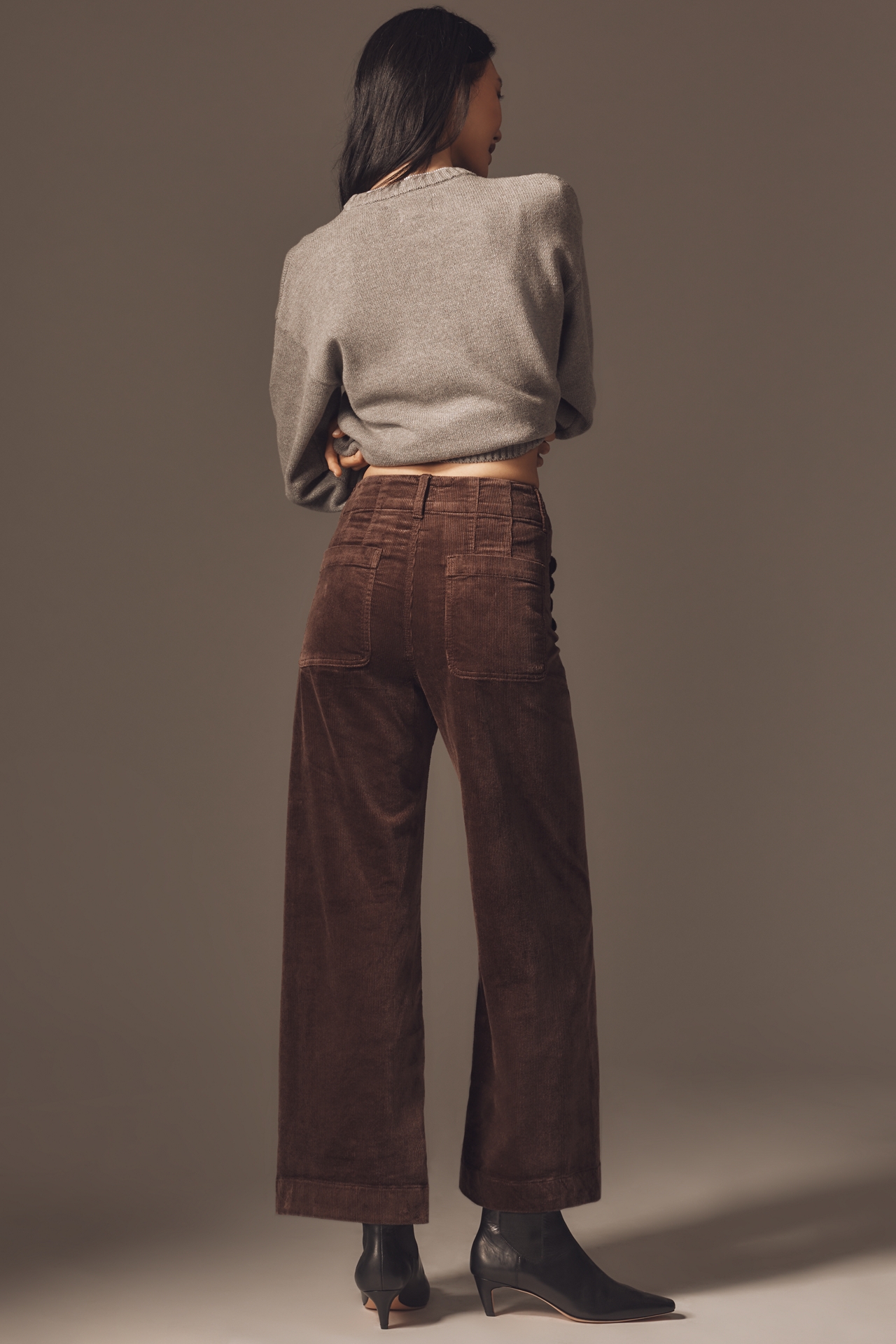 The Colette Crop Wide-Leg Pants by Maeve: Scalloped Corduroy Edition