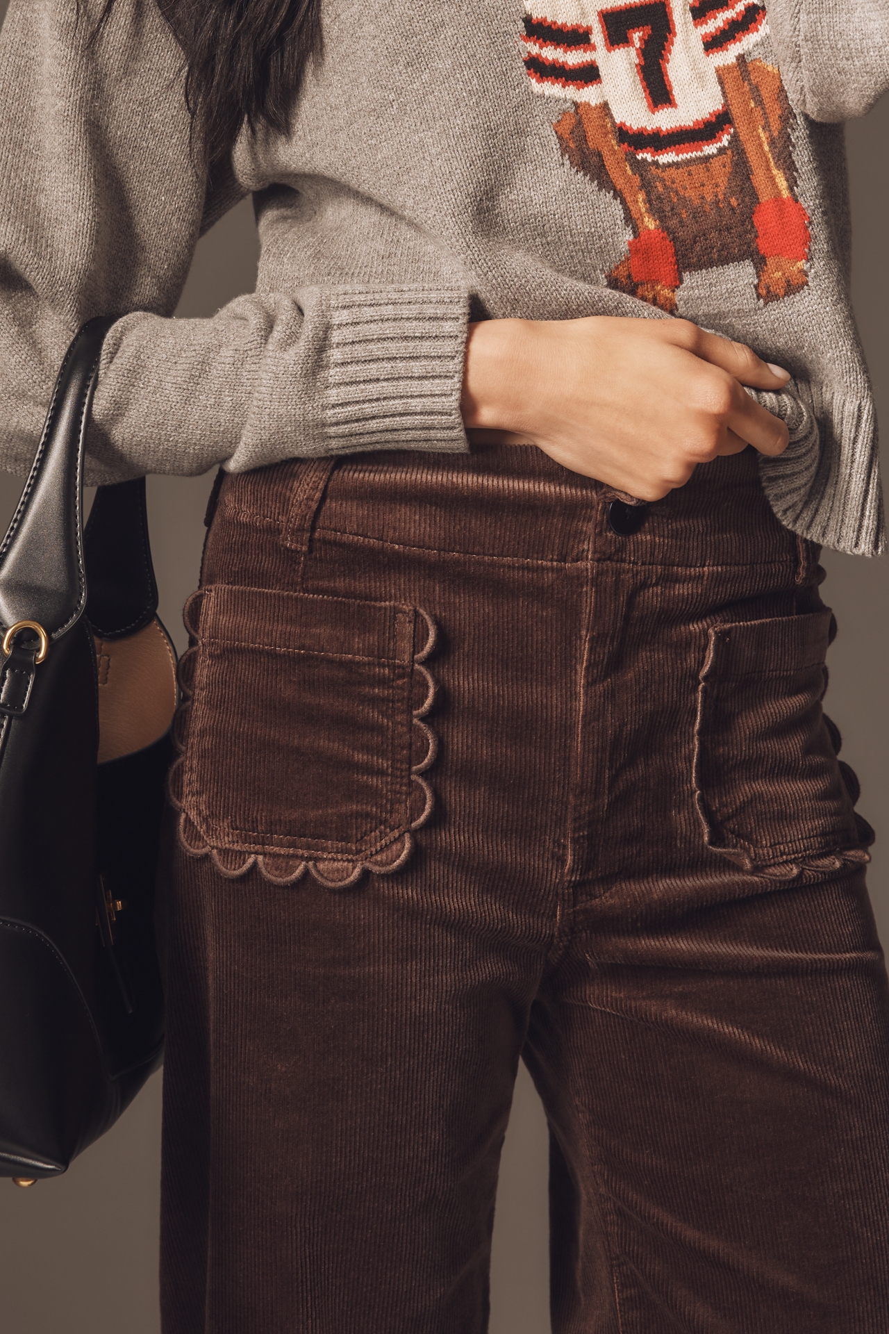 The Colette Crop Wide-Leg Pants by Maeve: Scalloped Corduroy Edition
