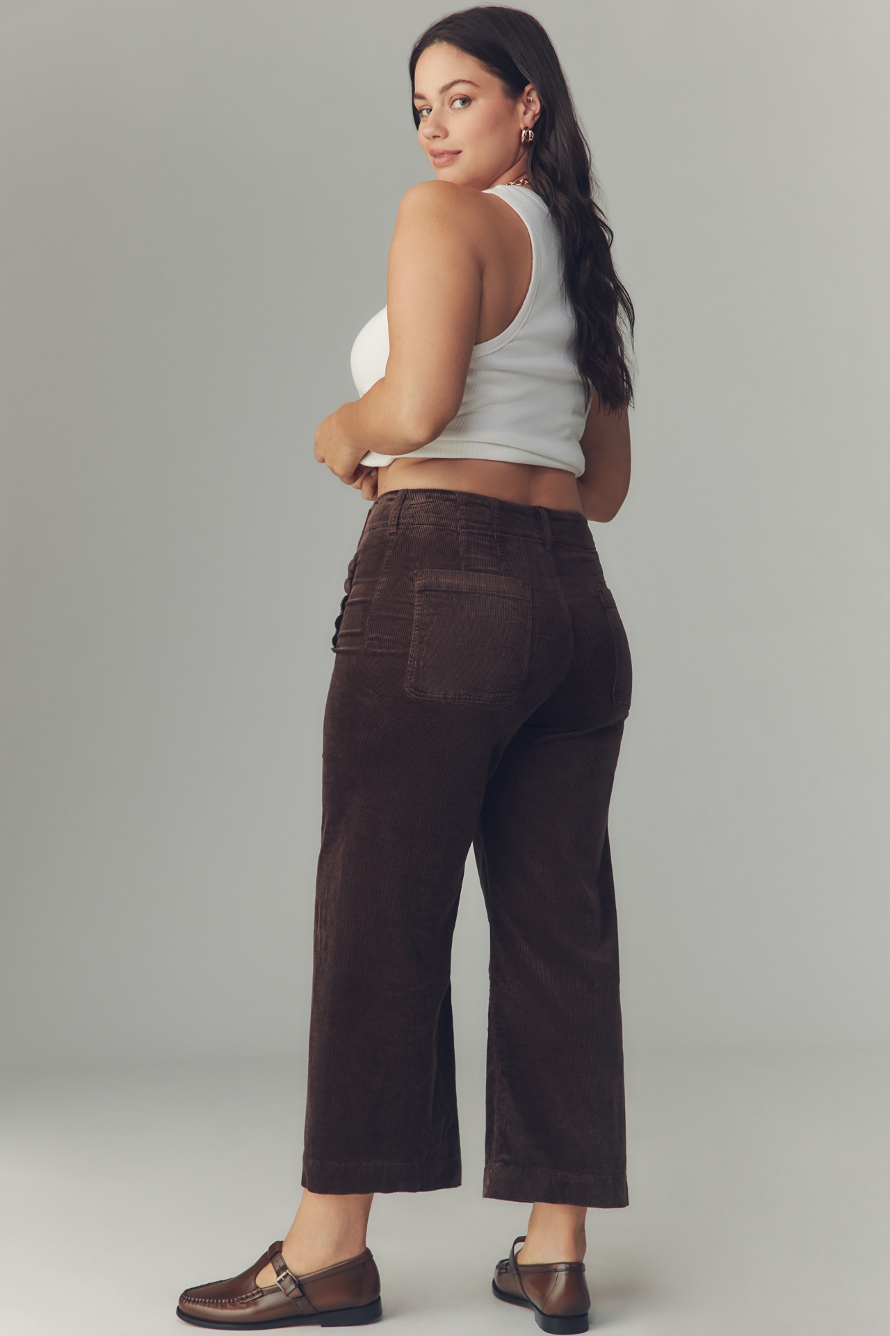 The Colette Crop Wide-Leg Pants by Maeve: Scalloped Corduroy Edition