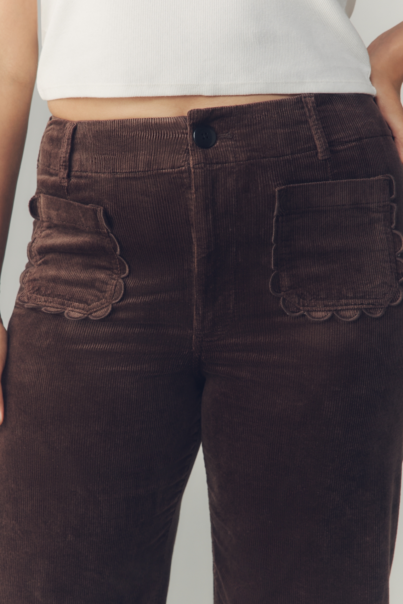 The Colette Crop Wide-Leg Pants by Maeve: Scalloped Corduroy Edition
