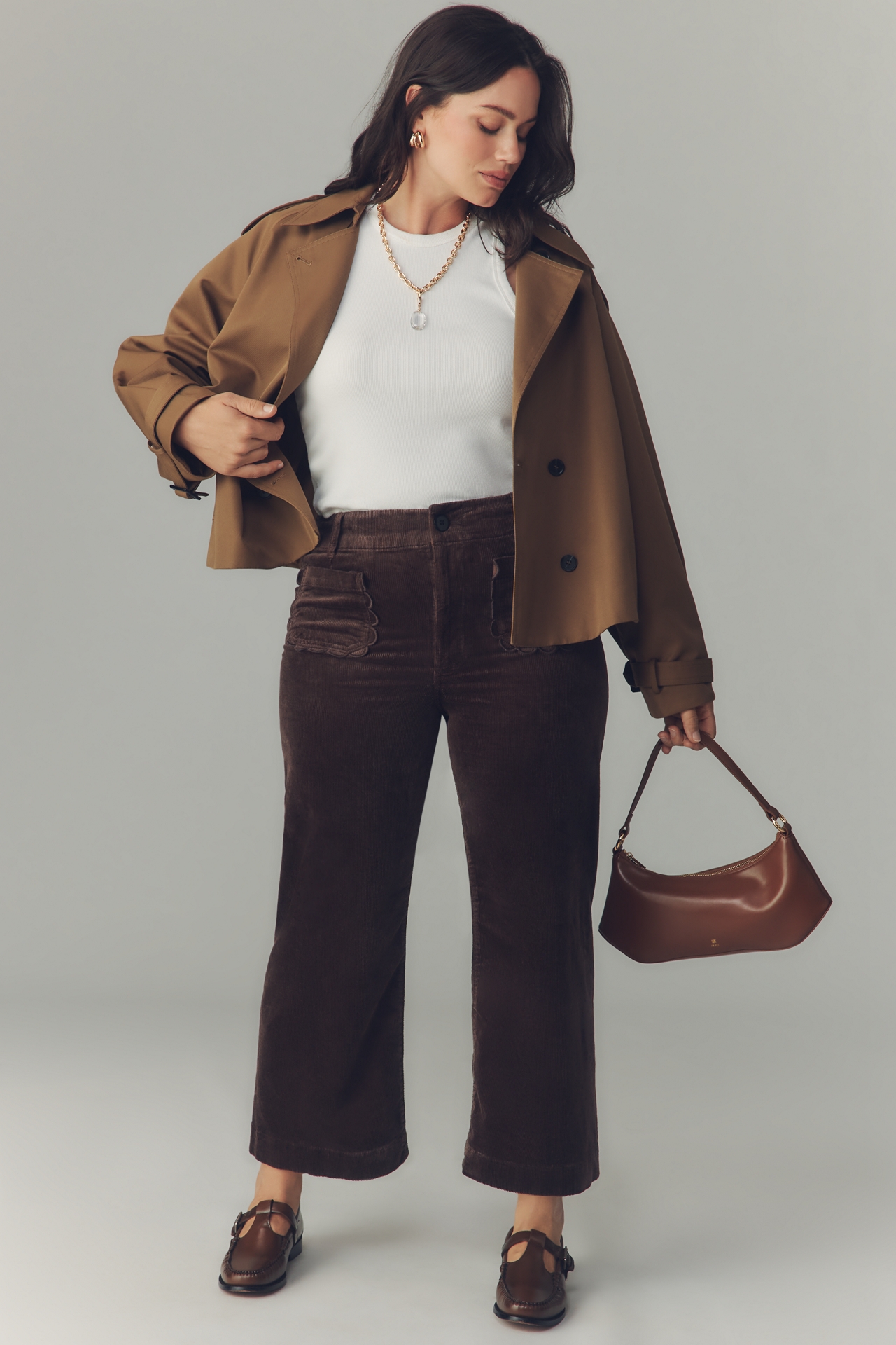 The Colette Crop Wide-Leg Pants by Maeve: Scalloped Corduroy Edition