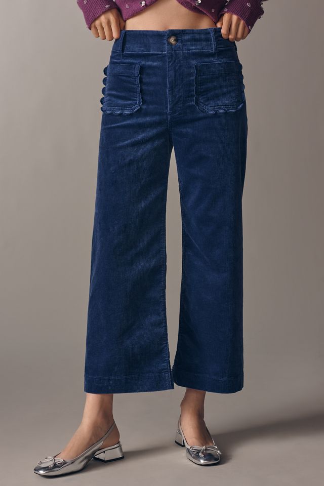 The Colette Scallop Pocket Corduroy Crop Wide-Leg Pants by Maeve #1