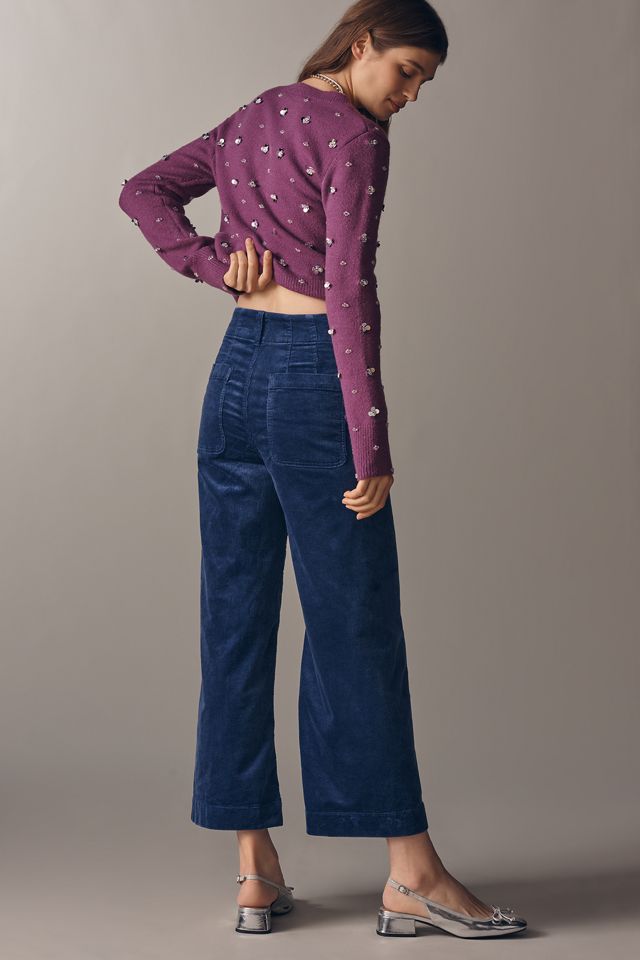 The Colette Scallop Pocket Corduroy Crop Wide-Leg Pants by Maeve #3