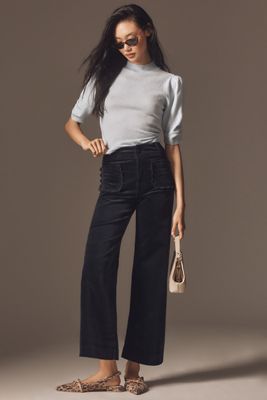 The Colette Scallop Pocket Corduroy Crop Wide-Leg Pants by Maeve
