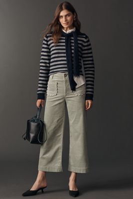 The Colette Scallop Pocket Corduroy Crop Wide-Leg Pants by Maeve