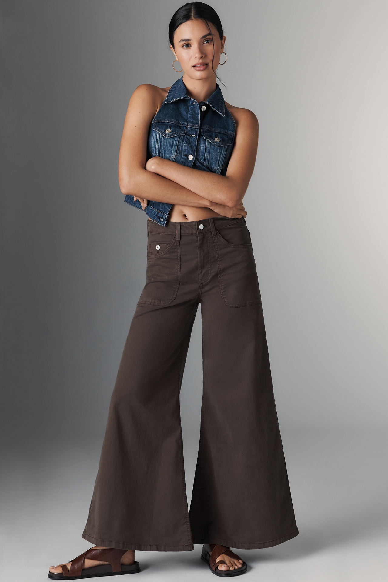 Pilcro High-Rise Wide-Leg Flare Pants