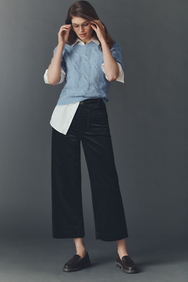 Maeve The Colette Bow Corduroy Crop Wide-leg Pants By  In Green