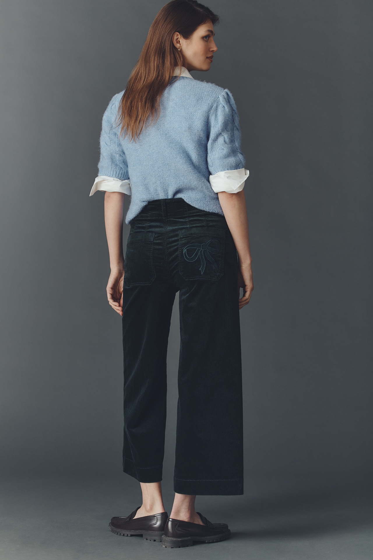 The Colette Bow Corduroy Crop Wide-Leg Pants by Maeve