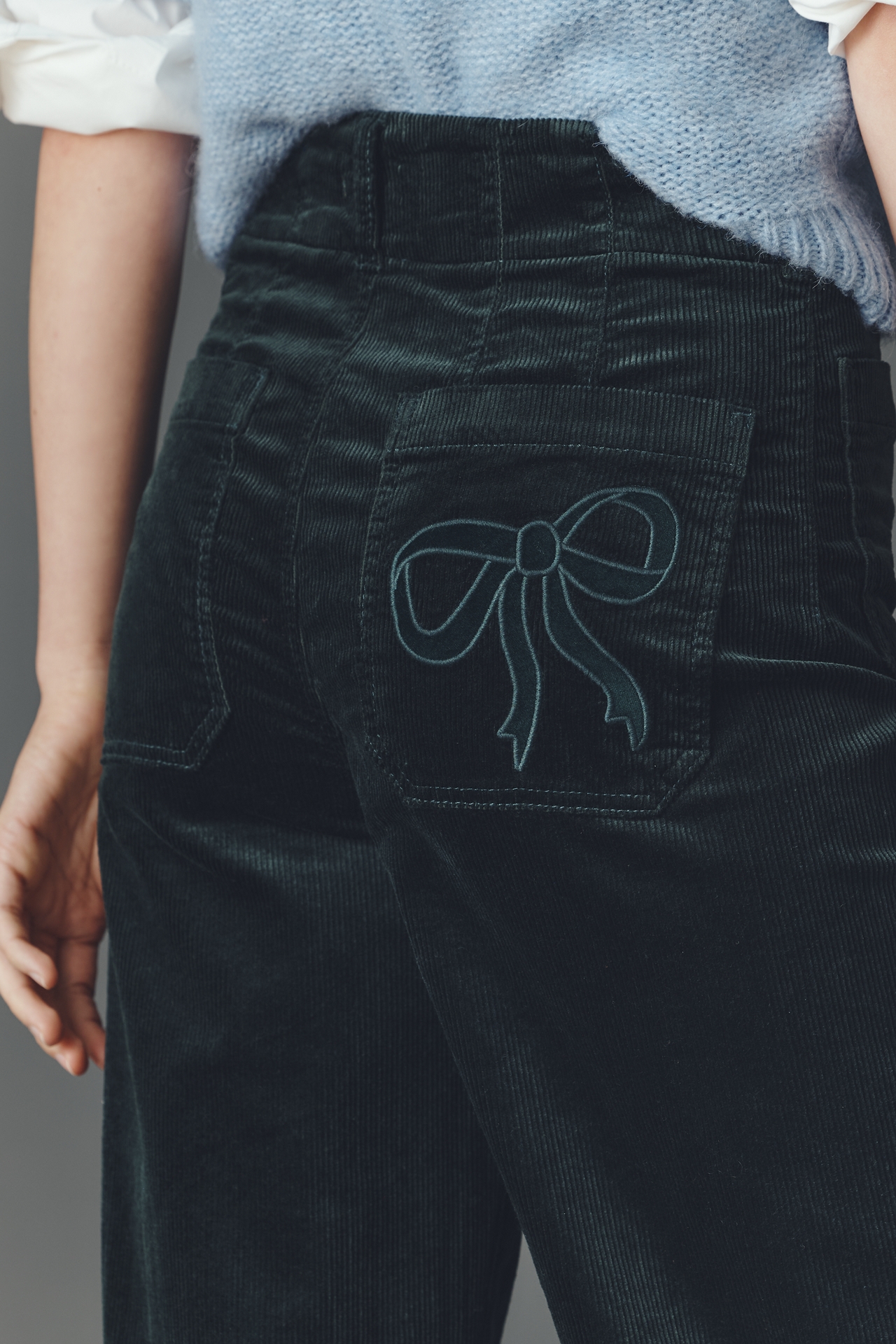 The Colette Bow Corduroy Crop Wide-Leg Pants by Maeve