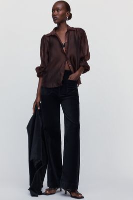 Le Pantalon Colette en Velours Pleine Longueur par Maeve