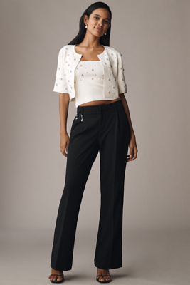 Maeve Slim Flare Trouser Pants In Black