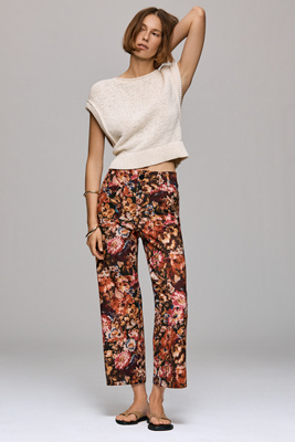 The Colette Crop Printed Ponte Trousers by Maeve