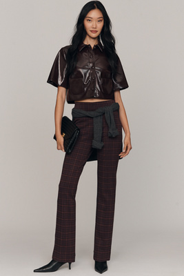The Poppy Full-Length Plaid Pull-On Trousers by Maeve