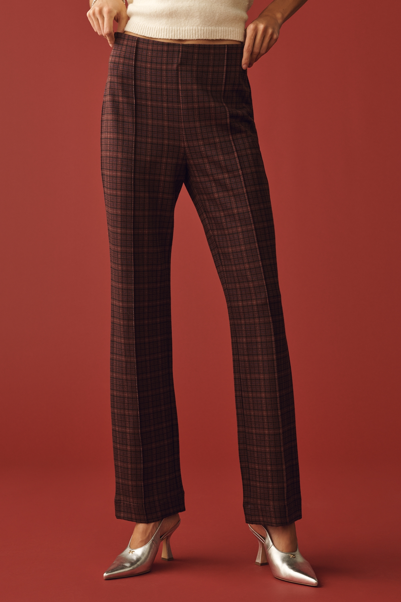 The Poppy Full-Length Plaid Pull-On Pants by Maeve
