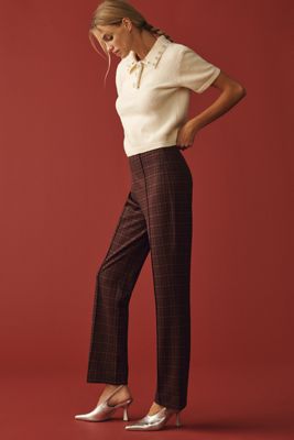 Los Pantalones a Cuadros de Tiro Alto y Largo Completo Poppy de Maeve