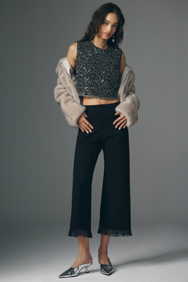 Maeve The Colette Tulle Ruffle Crop Party Pants By  In Black