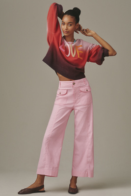 Maeve The Colette Flap Pocket Crop Wide-leg Pants By  In Multi