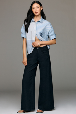The Adi Mid-Rise Clean-Hem Flare Pants by Pilcro