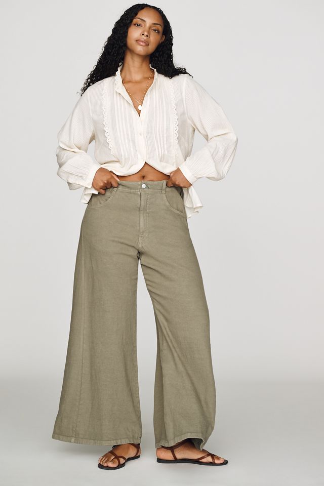 Pilcro Adi Linen Blend Mid-Rise Flare Pants #5