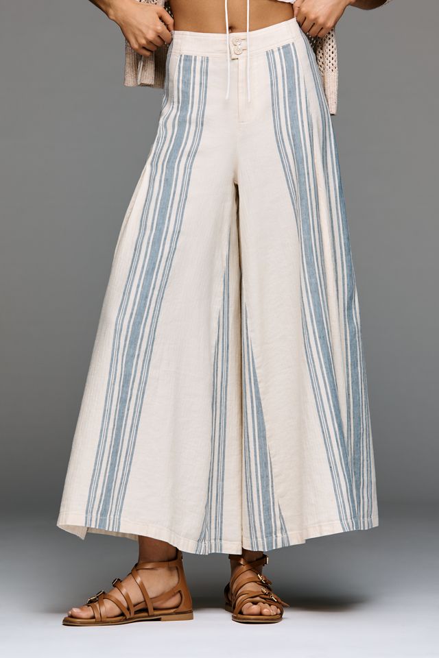 Pilcro Linen Cotton Skirty Sailor Pants | Anthropologie