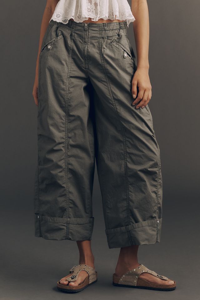 Pilcro Cotton Crop Parachute Pants | Anthropologie