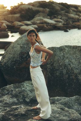 Maeve Wide-Leg Pleated Pants