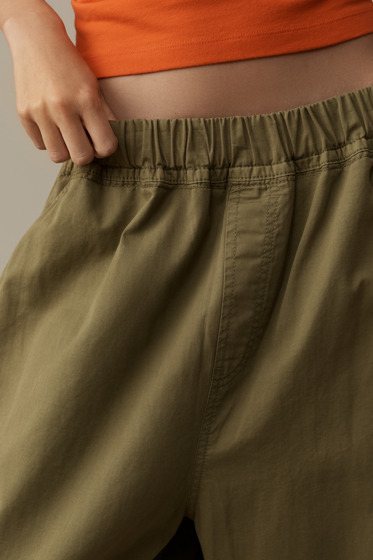 Pilcro Cotton Linen Cropped Barrel Joggers