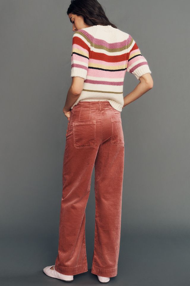 Maeve Colette Corduroy Scallop High-Rise Wide-Leg Full-Length Pants #3