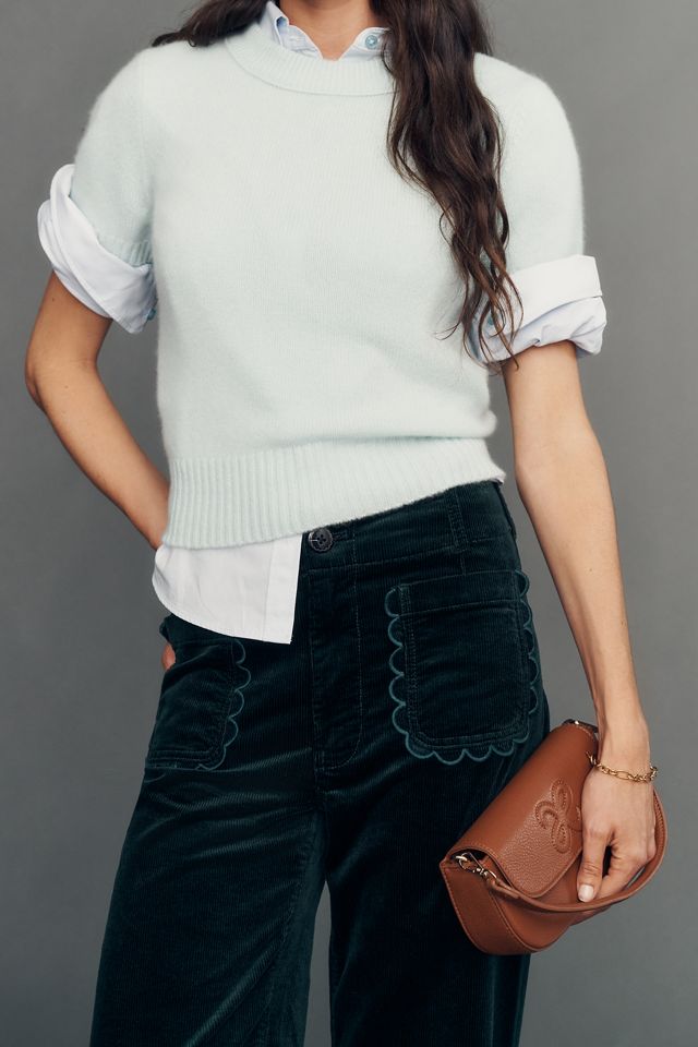 The Colette Corduroy Scallop-Pocket Wide-Leg Trousers by Maeve #3