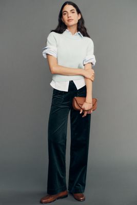 The Colette Corduroy Scallop-Pocket Wide-Leg Trousers by Maeve