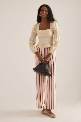 LAAGAM Leroy Striped Twill Straight-Leg Trousers