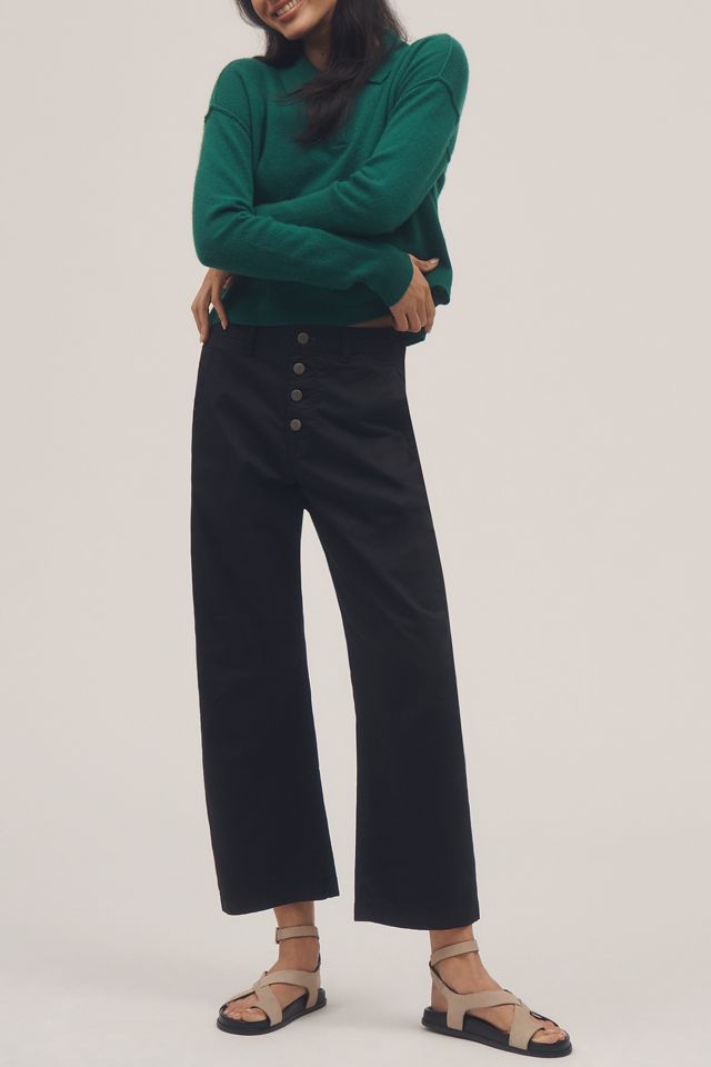 The Arin Mid-Rise Button-Front Barrel Pants by Pilcro: Linen Blend Edition #1