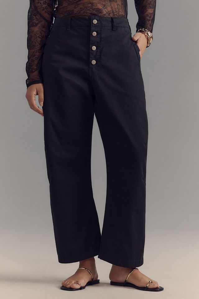 The Arin Mid-Rise Button-Front Barrel Pants by Pilcro: Linen Blend Edition #5