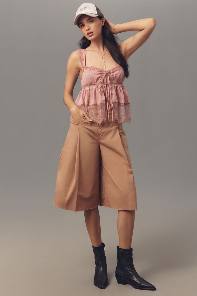 Pilcro Linen Blend Pleated Culotte Jeans #2