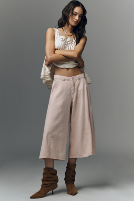 Pilcro Linen-blend Culottes In Neutral