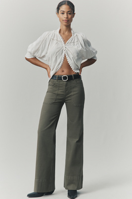 Pilcro The Rylan Relaxed High-rise Flare Pants By  In Green