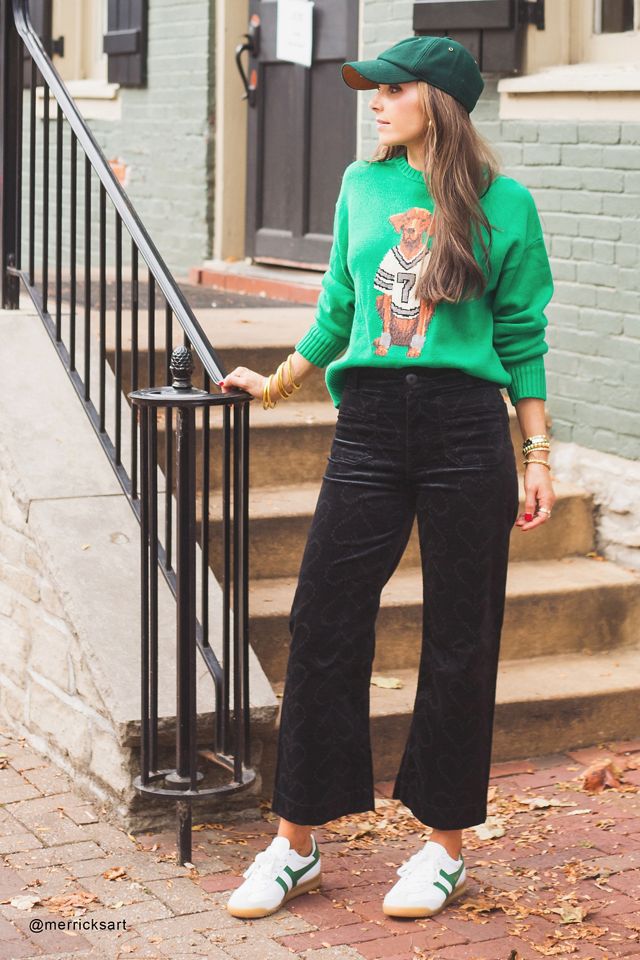 The @merricksart Colette Crop Corduroy Heart-Print Pants by Maeve #8