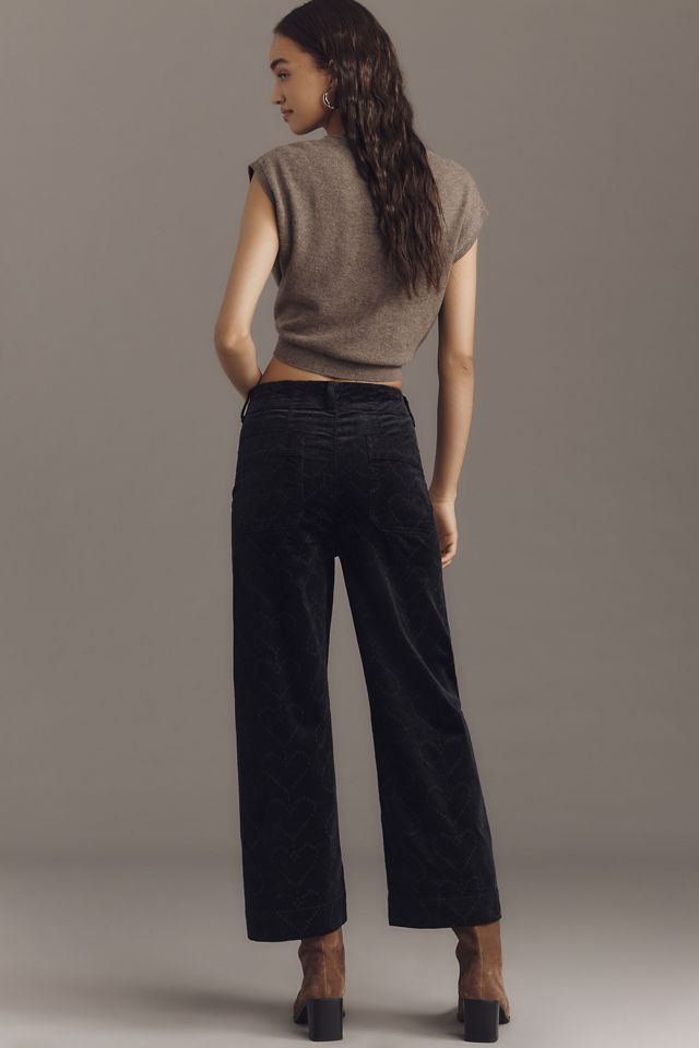 The Colette Crop Corduroy Heart-Print Trousers by Maeve #1