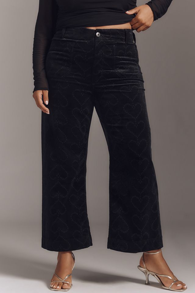 The Colette Crop Corduroy Heart-Print Trousers by Maeve #5