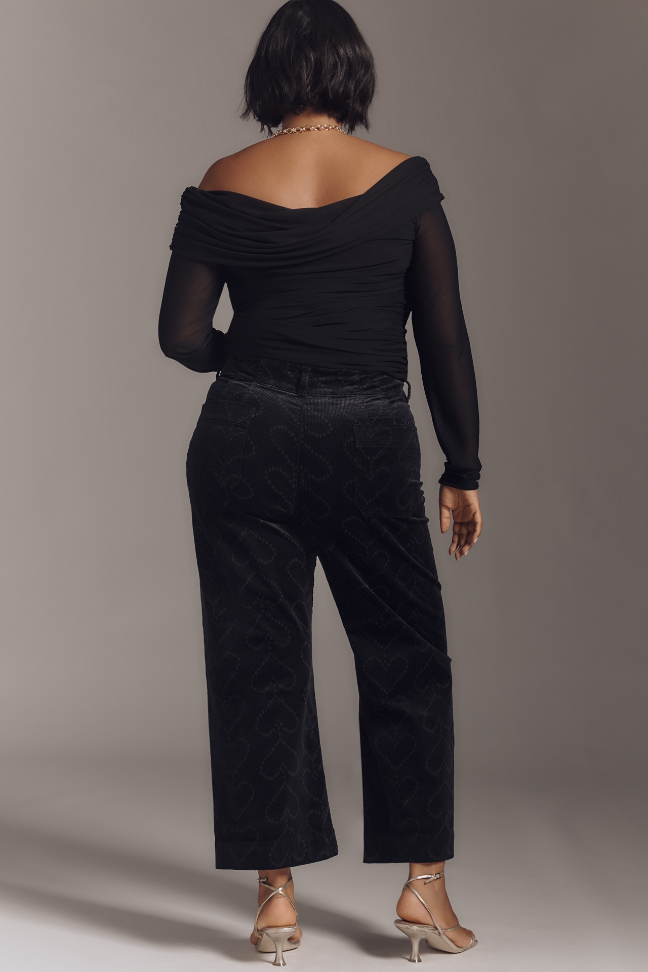 The @merricksart Colette Crop Corduroy Heart-Print Pants by Maeve